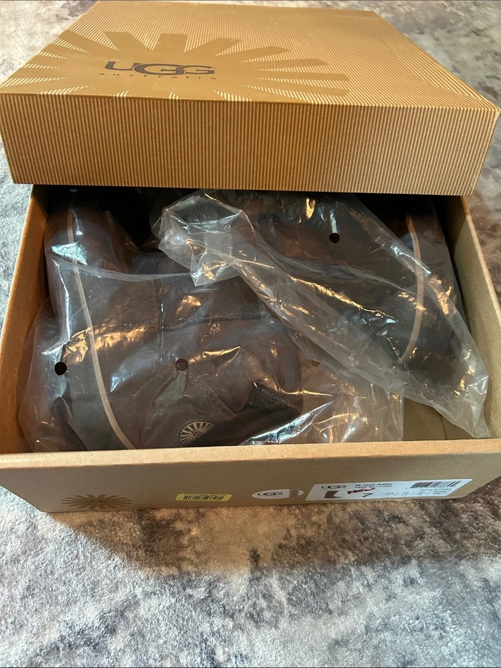 UGG Delaine Brown Suede Wedge Boots with Dark Brown Toe Cap